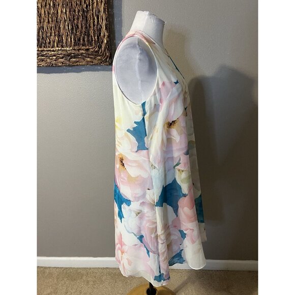 Calvin Klein Dress 12 Sleeveless Flowy Blush Floral Stretch Career Church NEW - Picture 6 of 13